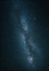 Starry night sky with the Milky Way displaying numerous stars. Vast expanse of space with a clear view of the Milky Way.