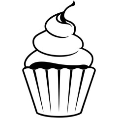 Cupcake line art vector illustration 