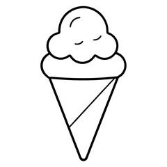 Simple ice cream cone line art vector illustration 
