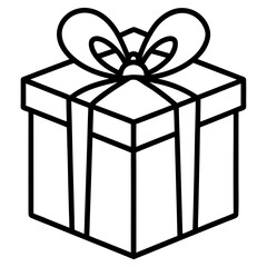 Simple gift box icon line art vector illustration