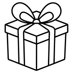 Simple gift box icon line art vector illustration