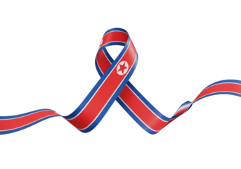 Patriotic Ribbon in North Korea Colors on Transparent Background Illustration