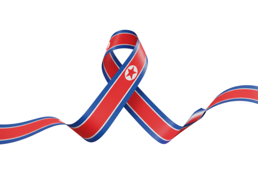 Patriotic Ribbon in North Korea Colors on Transparent Background Illustration - Powered by Adobe