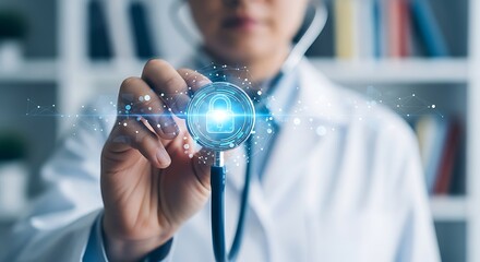 Medical data security concept doctor stethoscope