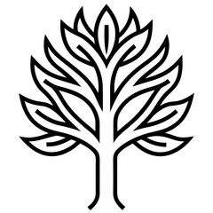 Abstract tree icon line art vector illustration