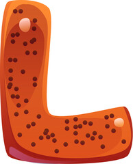 Candy font, sweet dessert type of confectionery and bakery pastry, vector cartoon typeface. English alphabet letter L in dessert font and candy confection of toffee fudge or caramel praline cookie