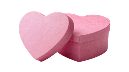 Pink heart-shaped gift boxes for special occasions, isolated on white background.