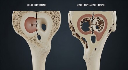 Healthy and Osteoporosis Bone Comparison medical