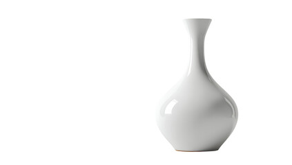 Elegant white ceramic vase with a glossy finish, isolated on black background
