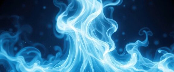 Obraz premium Ethereal Luminescence Abstract White Blue with Ghostly Flame Effect, Light Flickering, and Dreamy Feel
