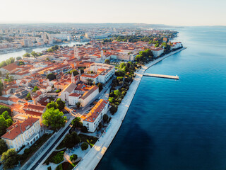 Naklejka premium Zadar historic peninsula roman architecture city. Dalmatia region of Croatia coast beach