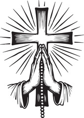 Fototapeta premium God, Christian, Jesus, rosary, crucifix, cross, prayer, vector 