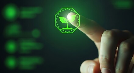 Green sprout icon touch finger