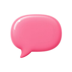 Pink Glossy 3D Speech Bubble Isolated On Transparent Background Illustration