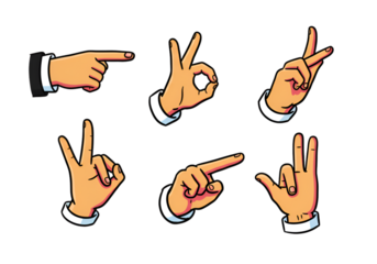 Pixel Art Hands Gesturing Different Signs and Counting on Transparent Background