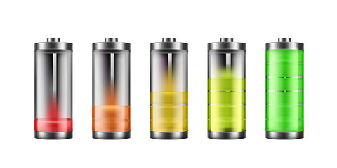 Battery Charge Levels: A visually clear depiction of the charge status, showcasing a range from low to full, vital for technological and environmental messaging.
