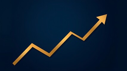 Abstract business growth concept featuring gold arrows on a dark blue background.