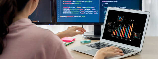 Business data dashboard provide business intelligence analytic for marketing strategy planning...