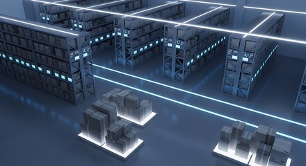 Modern automated warehouse interior