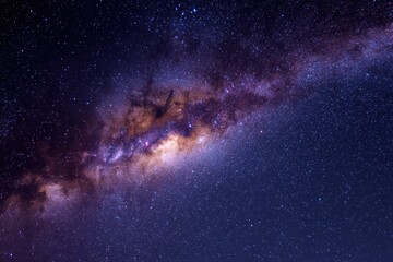 Fototapeta premium Stunning astrophotography captures the visible Milky Way galaxy during a clear night in a remote location away from city lights