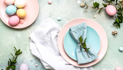 Pastel Easter Table Setting with Spring Decor, and Dining.
