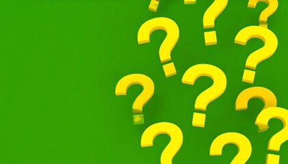 Question Marks with Green Background, Abstract, and Design.