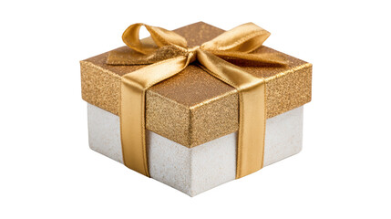 Obraz premium A beautifully wrapped gift box with a golden ribbon, perfect for celebrations and special occasions.