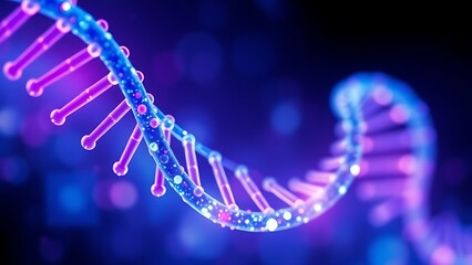 Abstract molecular structure in glowing colors representing a scientific DNA helix concept with futuristic tones.