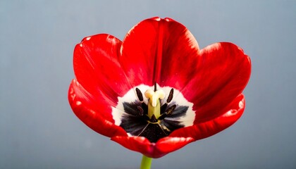 Vibrant Red Tulip Closeup.