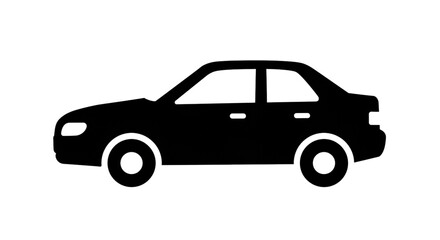Sleek black sedan silhouette conveying modern automotive elegance and transportation for business or personal journeys, perfect for design projects.isolated on white background