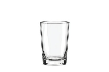 Transparent drinking glass standing on white surface, casting subtle reflections and sleek highlights, highlighting glassware minimalism and clean design aesthetic