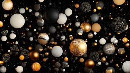 A 3D rendering of a starry night sky, filled with numerous spheres of varying sizes and colors.