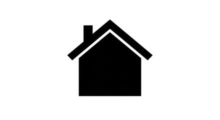 Simple black house icon on a clean white background, perfect for real estate, construction, or home design concepts.isolated on white background