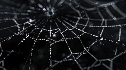 Obraz premium Creepy Spider Web with Empty Dark Space, Spooky Halloween Background for Horror Design