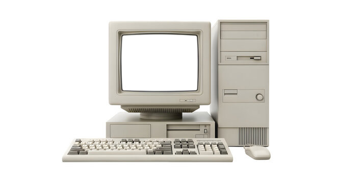 Old vintage television monitor screen with empty displays isolated background, flat view of computer screen, electronic device for showing detail. generative ai - Powered by Adobe