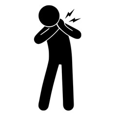 Stickman Figure with Neck Pain SVG Clip Art