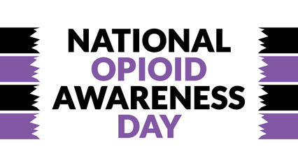 National Opioid Awareness Day text with side lines on a White background. Which is observed every year in September to celebrate and wish National Opioid Awareness Day.