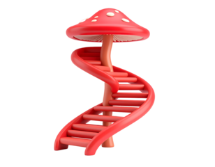 Red Mushroom Spiral Staircase 3D Render