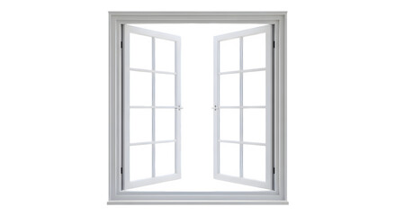 Open office glass window frame. Modern and minimal house window for interior decoration isolated on background