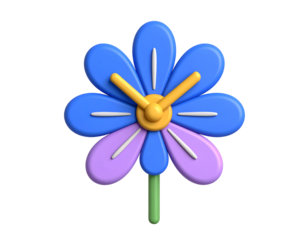 3D Flower Clock Illustration