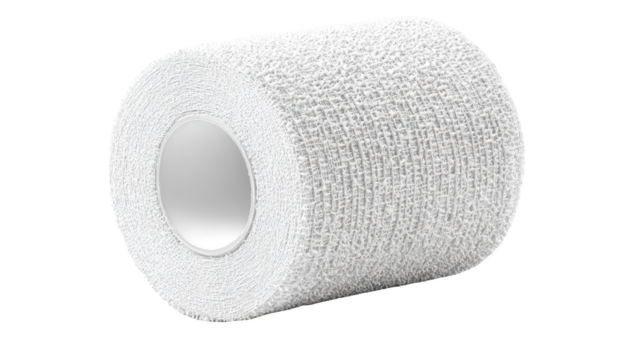 White rolled bandage. Textured wrap for supporting injuries or offering compression