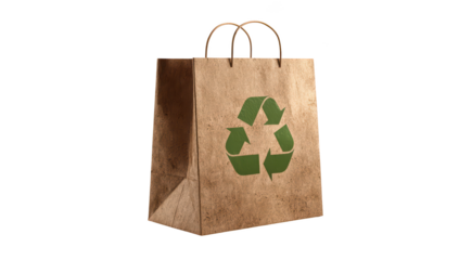 Brown paper shopping bag, recycle symbol
