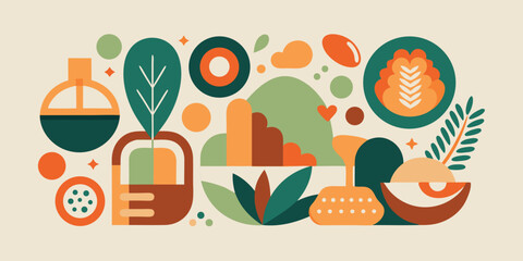 Abstract nature composition featuring geometric shapes and earthy tones for modern design applications and creative projects with organic elements