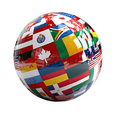 Globe made of flags, representing globalism, diversity and international relations