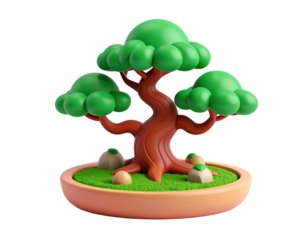 Cartoon Bonsai Tree 3D Render