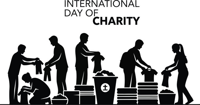 International Day of Charity volunteers donating clothes to those in need today
