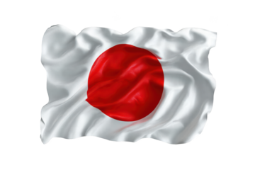 Japanese flag waving, showcasing a red circle on a white silk background