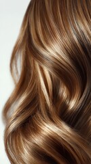 Brown hair highlighting soft, silky waves with natural shine, representing healthy hair texture perfect for beauty product marketing and professional salon imagery