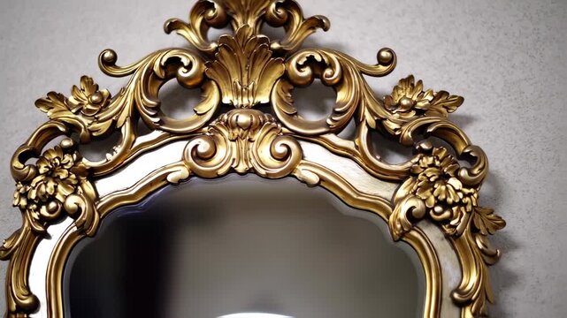 Luxurious golden mirror with intricate baroque design for home decor and decoration