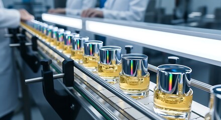 Bottles on a production line